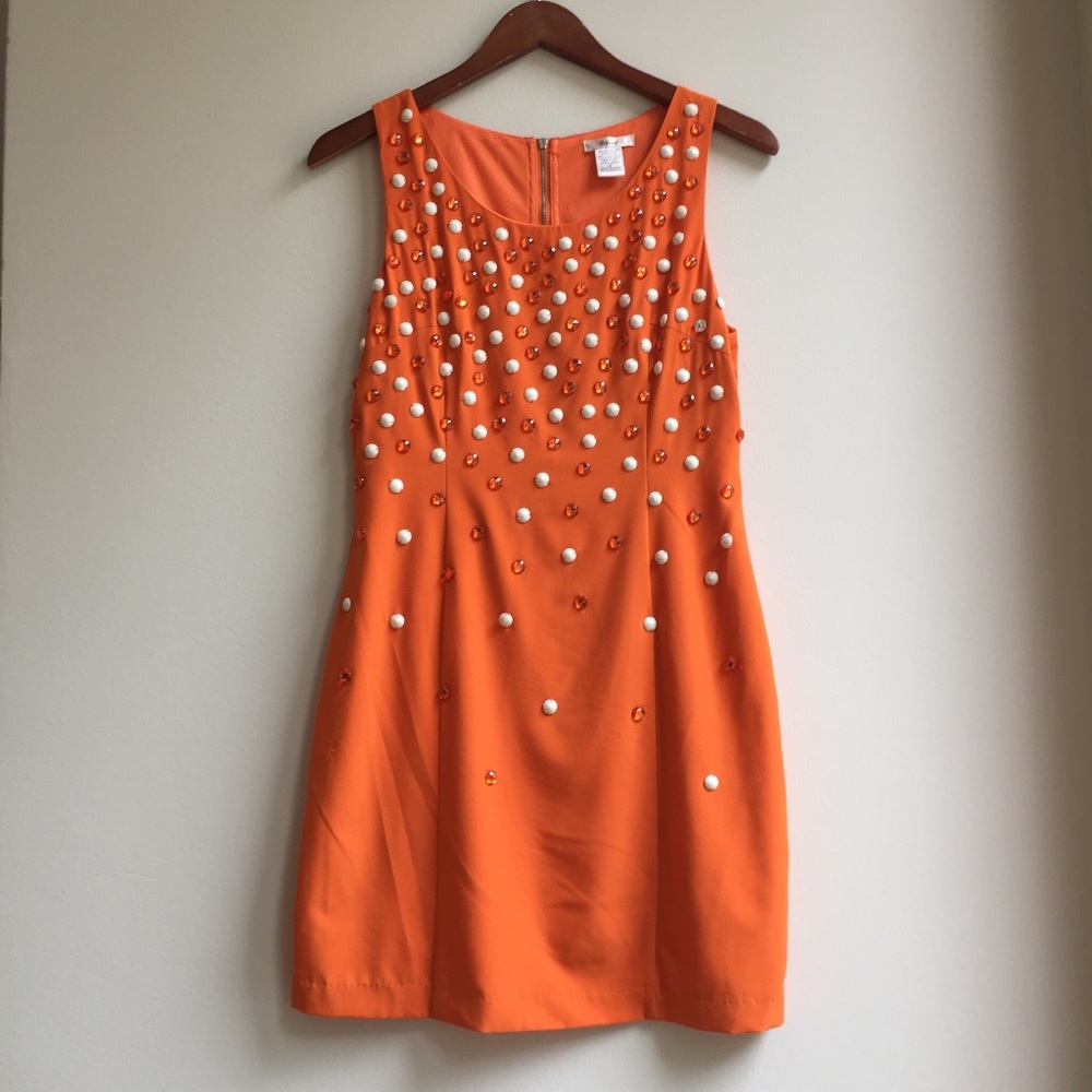 Esley Orange Embellished Dress